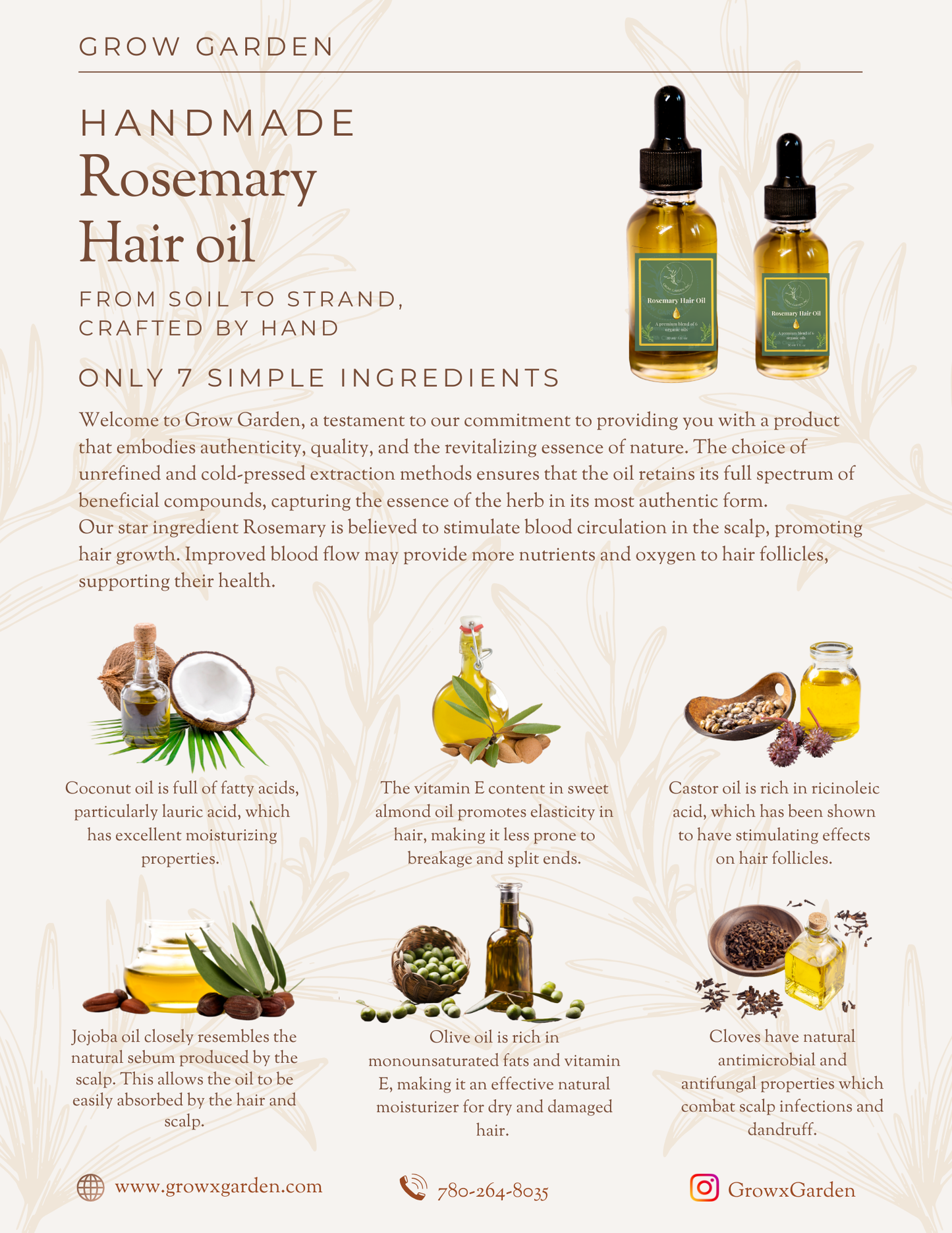 Rosemary Hair Oil 30ml – Nourish Scalp & Support Healthy Hair Growth